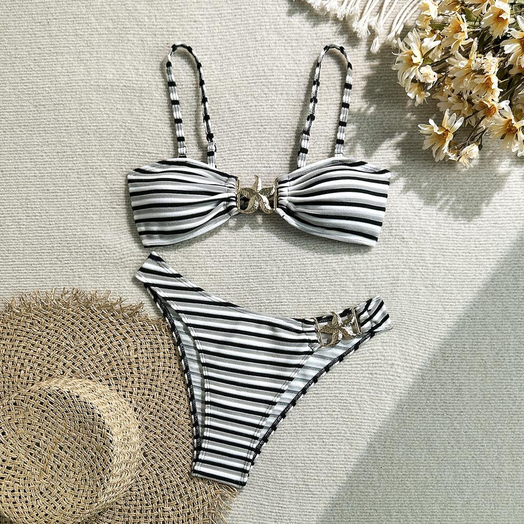 2026 Fashionable and Sexy New Striped Swimsuit Women's Two-piece Bikini Swimsuit