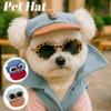 Denim Cap Dog Sun Hat with Sunglasses Korean Style Dog Sports Hat Dog Visor Hats  for Puppy Dogs