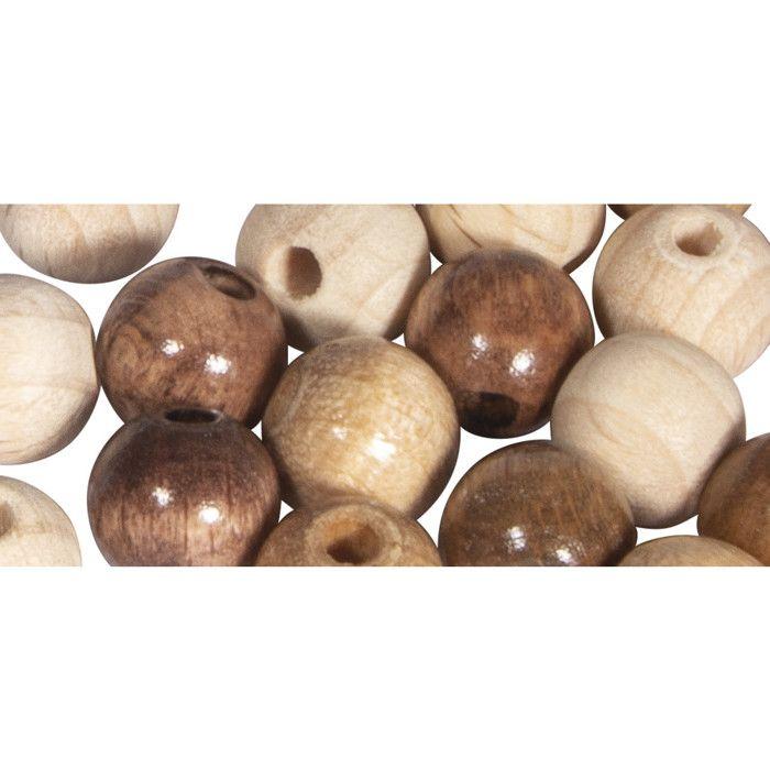 Perles en bois polies 8mm Tons naturelles 84 pièces