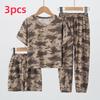 3pcs Summer Children's Printing Short-sleeved Shorts 9 Pants Suit Boys and Girls Comfortable Pajamas Can Be Worn Outside