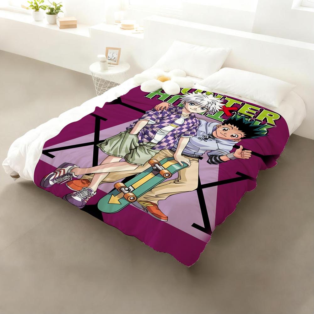 Anime Hunter x Hunter Throw Flannel Throw Blanket: Soft Kid-Friendly Warm Anti-Static All Season Washable Couch Bed Home