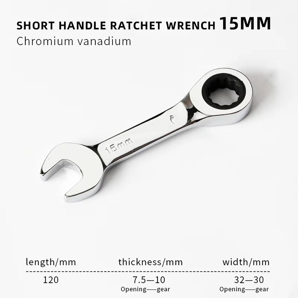 1Pcs 72 Teeth Ratchet Socket Spanner 6-19mm Nut Repair Tool Durable Stubby Single Wrench