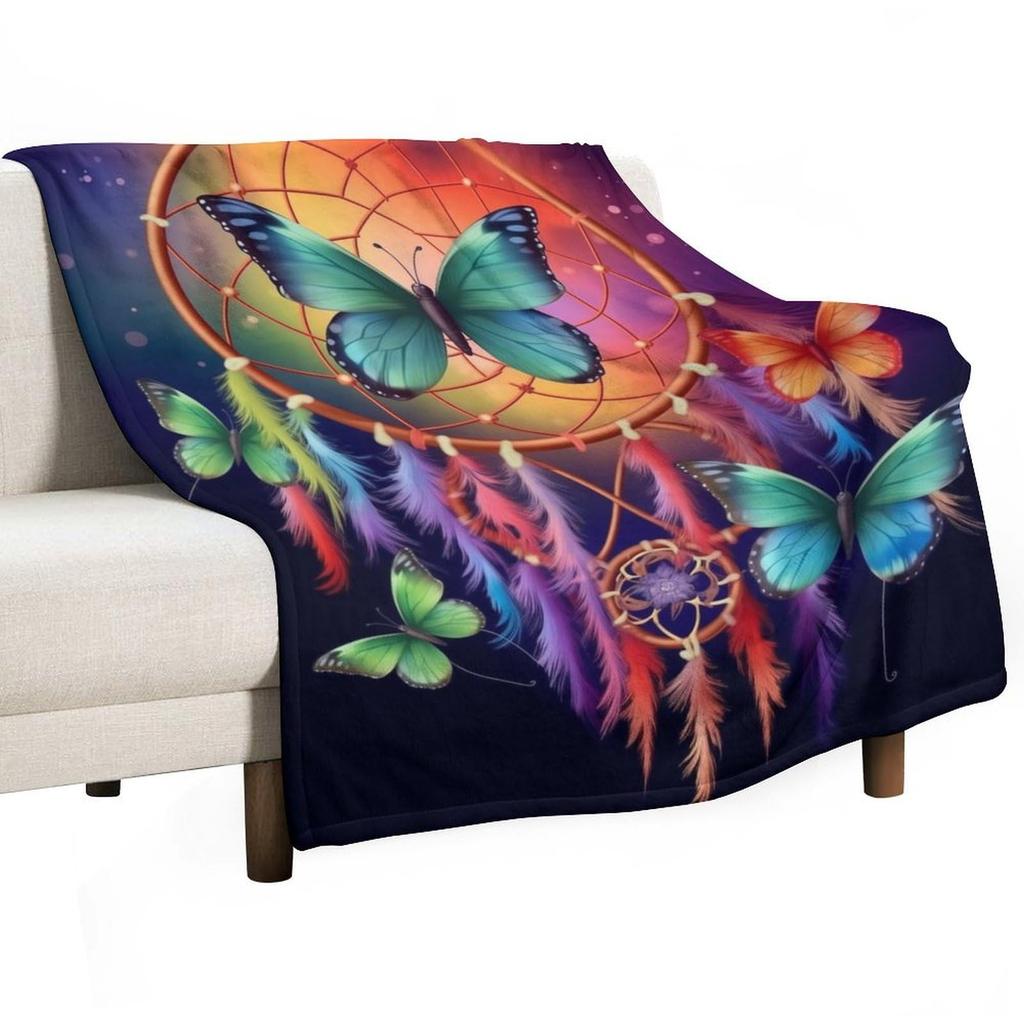 Dreamcatcher Blanket Boho Dream Catcher Plush Throw Blanket Flannel Fleece Blanket for Travel, Airplane, Bed, Couch, Car, Gift