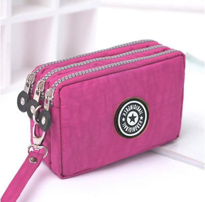 Three Layer Zipper Short Mobile Phone Bag Chic Women Hand Makeup Clutches Bag Portable Change Waterproof Multi Layer Pocket Bag