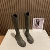 Women's autumn and winter new long boots, thick-soled long boots, high boots, women's middle heel but knee leather boots, velvet