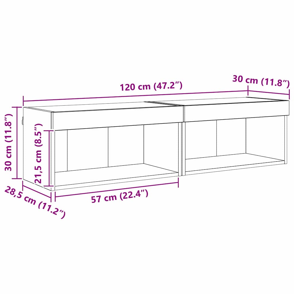 2 Piece TV Cabinet Set Black Oak Effect 60 x 30 x 30 cm