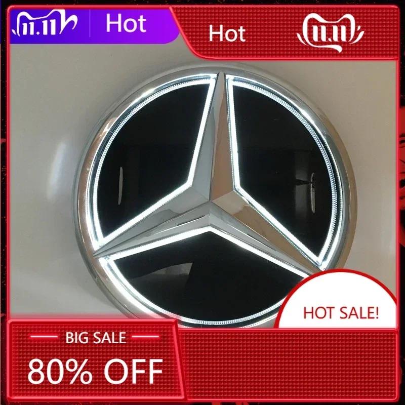 Autoaufkleber Neu 2025 Für Mercedes Benz Passend Für Mercedes Benz Chrom Silber Frontgrill Spiegel Stern LED Weiß Beleuchtetes Emblem