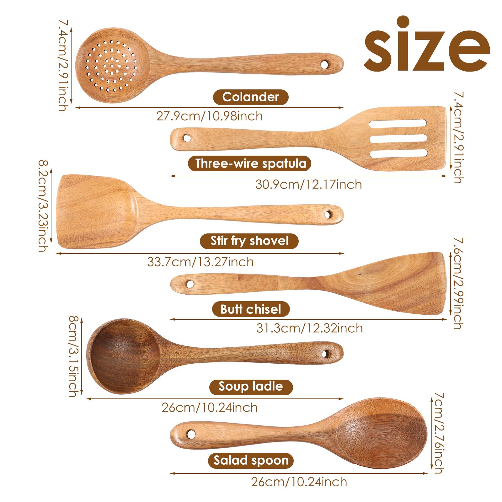 Wood Utensil Set Kitchen Cooking Utensil Set Practical Cookware Kit for Home Everyday Use Wood Spatula Soup Spoon Cooking Tool