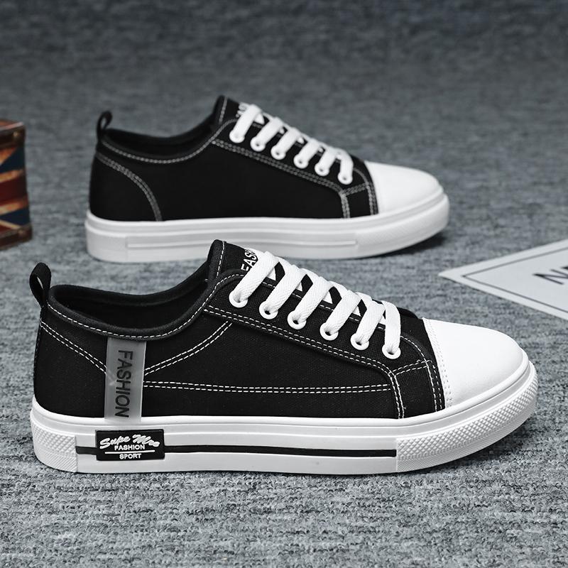 22 years of spring and autumn student casual board shoes teen couple black and white canvas shoes soft-soled sports shoes