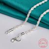 4MM Width!! Real 100% 925 Sterling Silver Men Rope Chain Fashion Unisex Party Wedding Gift Silver 925 Chain Necklace Men Jewelry