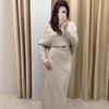 2025 Autumn European & American Women's High Neck Irregular Batwing Sleeve Long Dress