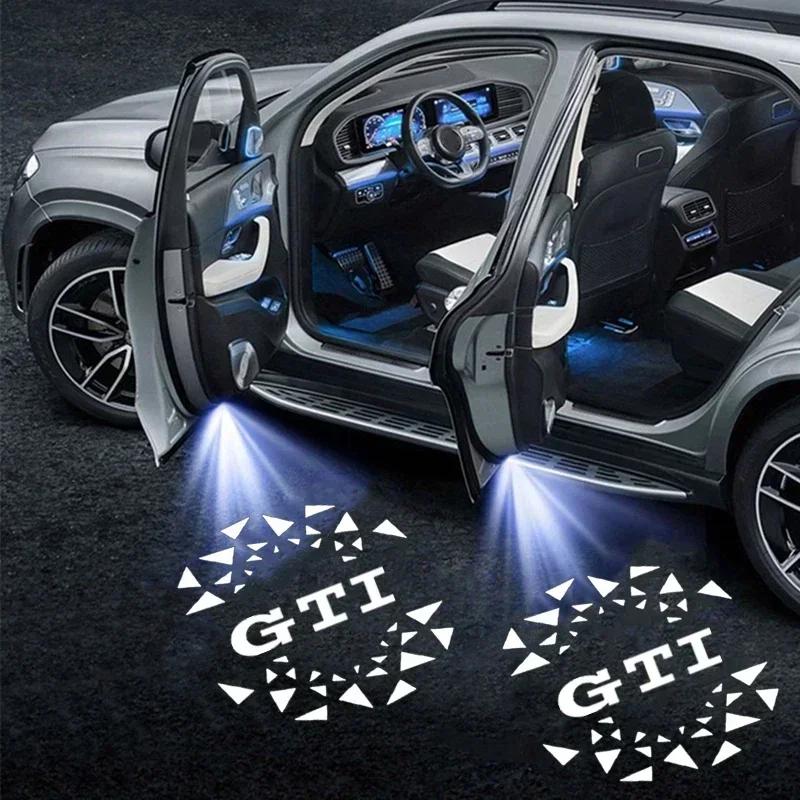 2026 Hot For VW VOLKSWAGEN 2Pcs LED Car Door Welcome Light Courtesy Projector Lamps for VOLKSWAGEN VW GTI Golf Tiguan Arteon POL