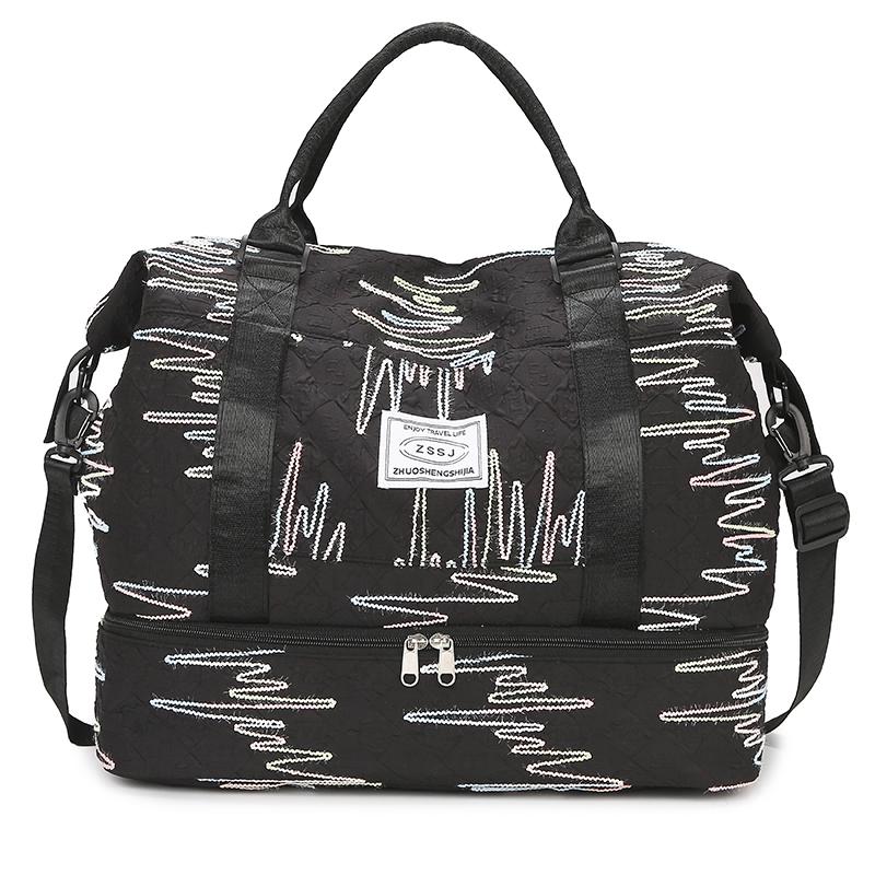 Reisetasche, Aufbewahrungstasche mit großer Kapazität, getrennt für Trocken- und Nasslagerung, Schwimm- und Sporttasche mit getrennten Schuhtaschen