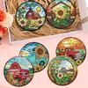 8 Pieces/set of Diamond Painted Car Pattern Coasters, DIY Coasters with Holder, Suitable for Beginners and Adults, Art and Craft Supplies Gifts