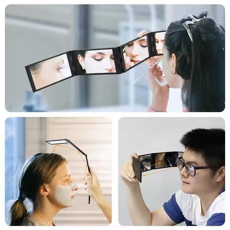 4 Way Mirror 360 Degree Handheld Desktop Portable Foldable Makeup Mirror For Self Hair Cutting Makeup Mirror Convenient and prac