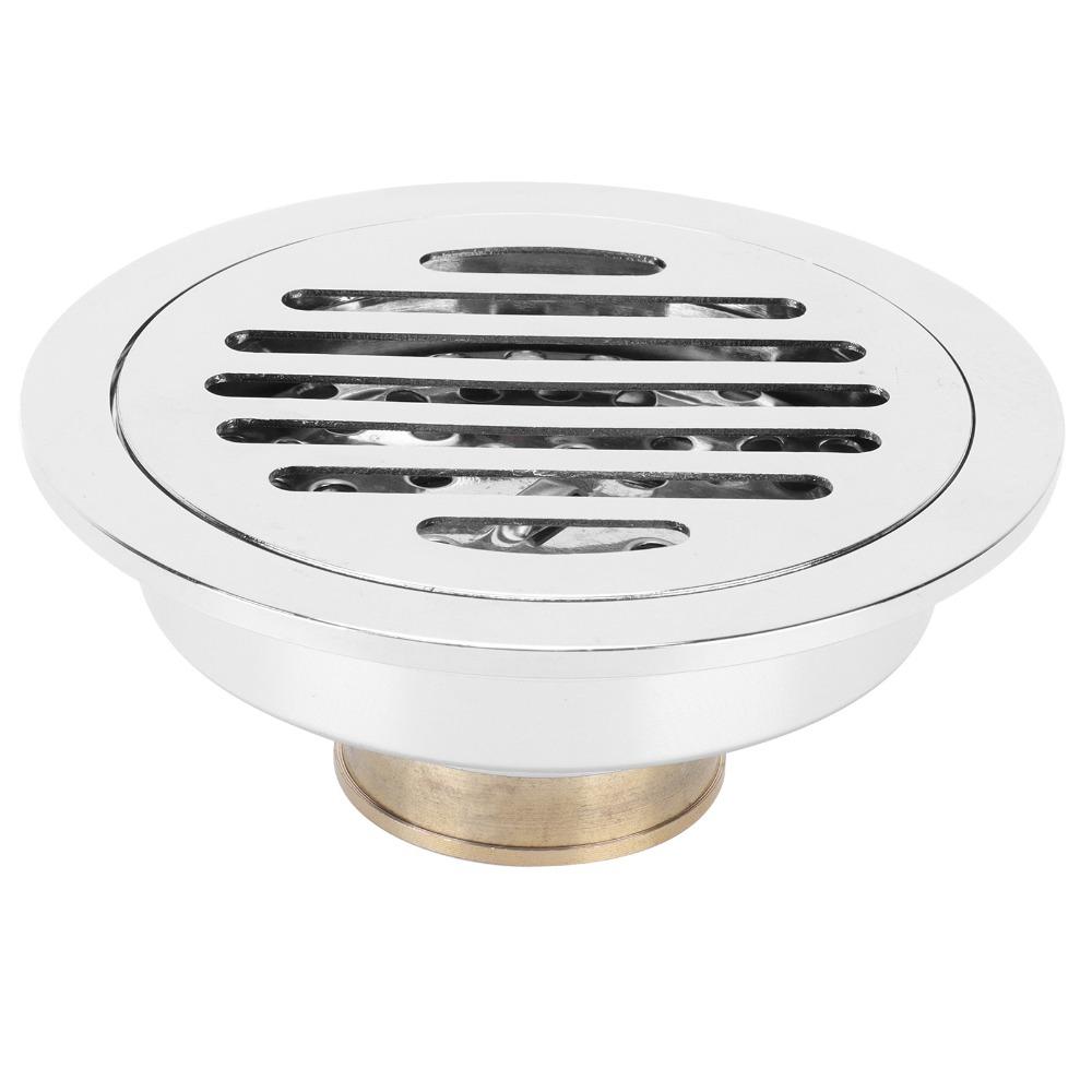 Copper Shower Floor Drain Silver Drain Strainer Universal Fit Hair Catcher Bathroom