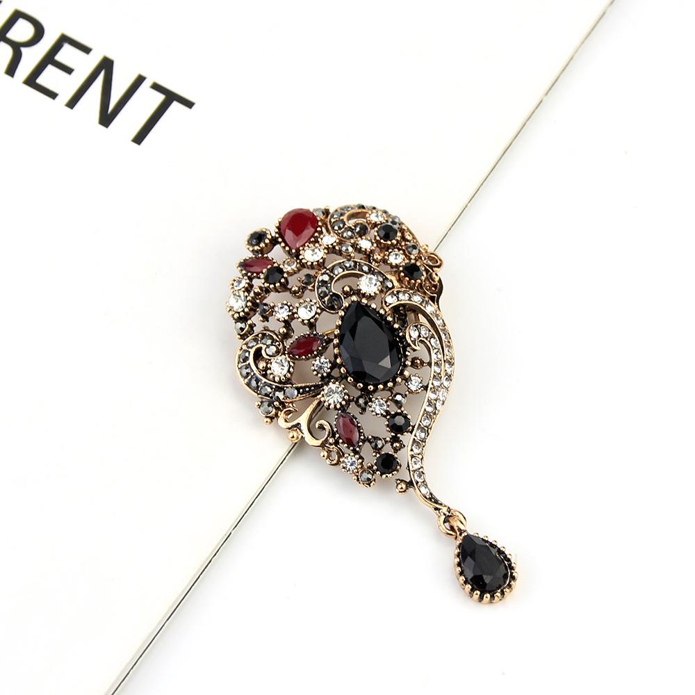 

Винтажная брошь-подвеска, женские винтажные золотые украшения в этническом стиле для свадьбы и банкета чёрный