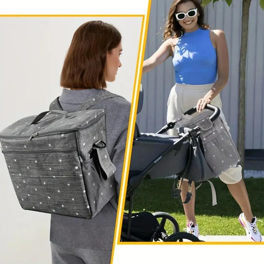 Universal Stroller Organizer,Waterproof Diaper Bag, Stroller Caddy Organizer with Cup Holder Shoulder Strap,Backpack,Mom Handbag