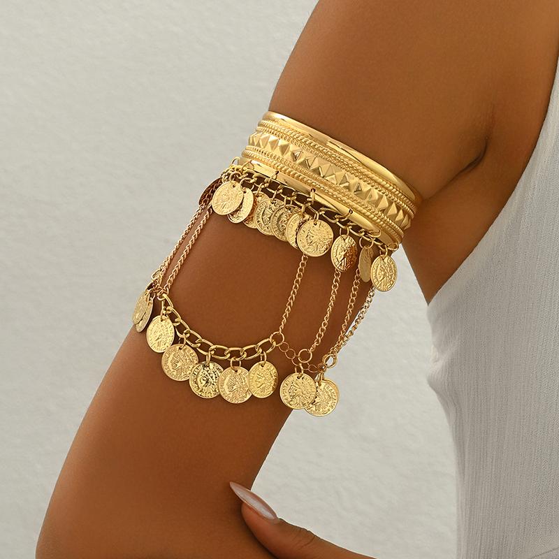 Light Luxury Tassel Open Bangles Niche Creative Design Sense Arm Bracelet Personality Hand Jewelry