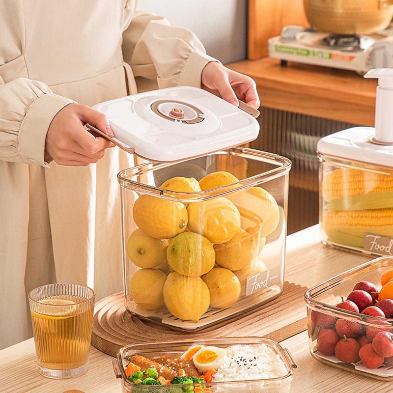 Creative Household Food Storage Box for Fruits Vegetables Durable Vacuum Sealer for Case with Pump Reusable Kitchen