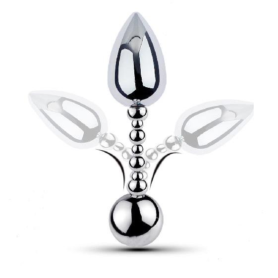 SM Metal Adult Sex Toys Double-Headed Steel Wire Rotating Butt Plug Back Court Expansion Men's Butt Plug