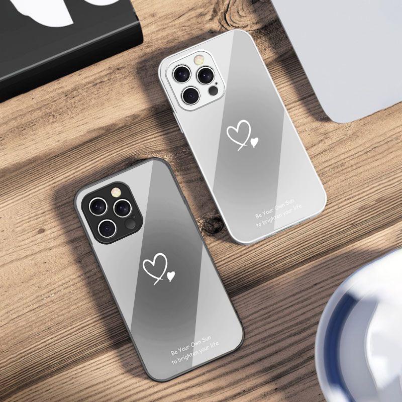 Farbverlauf Herzform Für iPhone 16 E 15 14 13 Plus 12 mini 11 Pro Max XR Xs Max 16E X 7 8 6 6S 22 Gehärtetes Glas Handyhülle