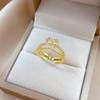 Real Gold Electroplated Open Love Women'S Fashion Slightly Inlaid Light Luxury Ring Index Finger Ring With The Same Cold Wind