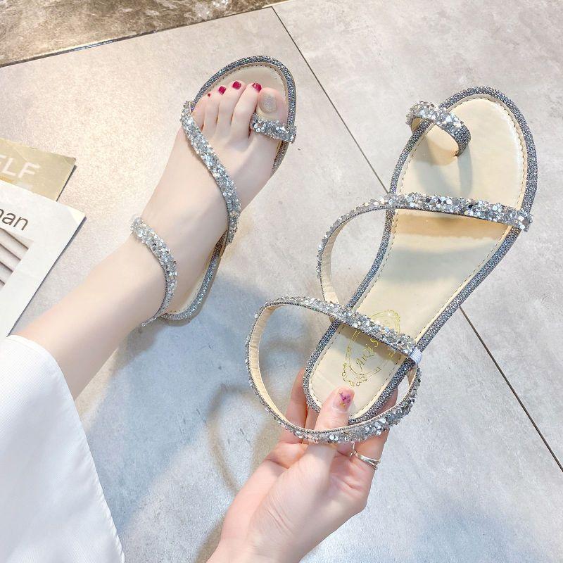

Модные сандалии для женщин Плоские резиновые с бриллиантами Открытый носок Женская обувь Сандалии Роскошные Летние Vip Оригинальные Шикарные и Элегантные Обувь Лучшие 43