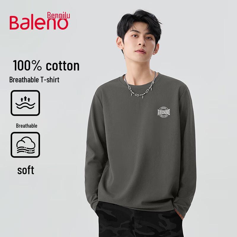 Baleno Men's Long Sleeve Heavyweight Cotton T-Shirt