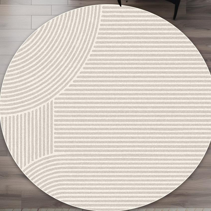 Einfacher Stil Runder Teppich Wohnzimmer Streifen Dekoration Waschbar Große Größe Teppich Badezimmer Garderobe Rutschfest Kurzer Samt Bodenmatte