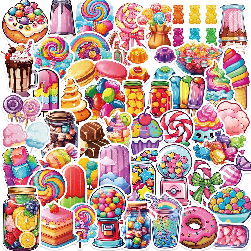 50Pcs Cartoon Colored Candies Graffiti Stickers Painting Aesthetic Cute Style Decal Diy Luggage Phone Guitar Classic Kid Toys