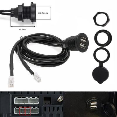 Car Switch Seat 4 6 Pin Dual USB Female Dash Board Shielded Cable Mount Multimedia Player Panel Adapter Extension Android P2D5