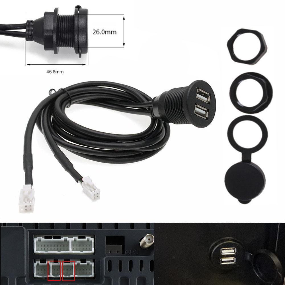 4 6 Pin Dual USB Dashboard Mount Panel Extension Shielded Truck Motorcycle Cable Head Car Player Unit Adapter Android Radio A3S9