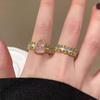 New Luxury Temperament Rhinestone Rings Vintage Irregular Metal Open Finger Rings For Women Party Jewelry Accessories Gifts