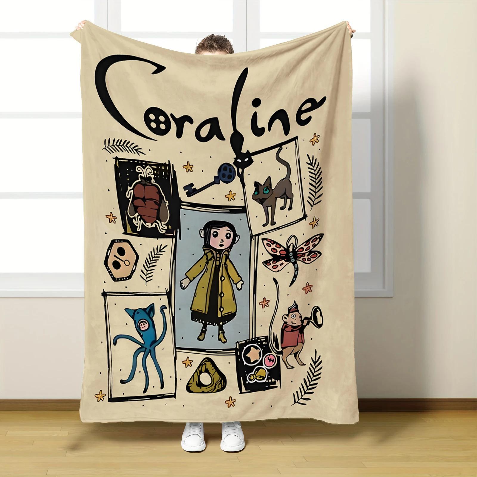 VIKAMA Coraline Tapestry Beige Fantasy Characters Surrounding Black Living Room Sofa Feature Wall 75X95CM