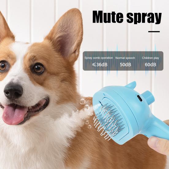 

Парова щітка для котів 3-в-1 Спрей для домашніх тварин Гребінець для видалення шерсті з кнопкою випуску та резервуаром USB Перезаряджувана Щітка для грумінгу для довгої короткої шерсті котів собак рожевий