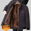 2025 Winter Men's Mid-Aged & Elderly Woolen Chenille Jacket with Velvet Lining