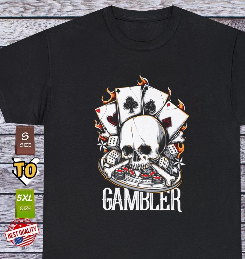 

New Urban Poker Skull T Shirt Old School Casino Las Vegas Clothing Tee XL