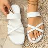 Fashion Summer New Sandals Fashion Round Head Open Toe Cross Thin with Soft Soles Anti-slip Wear-resistant Flat Shoes