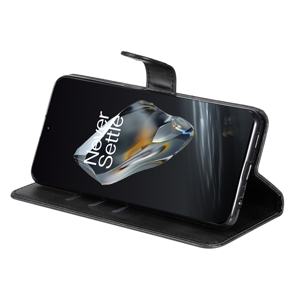 Etui na OnePlus 12R 5G/Ace 3 5G z kieszonką na zamek i fakturą skóry cielęcej