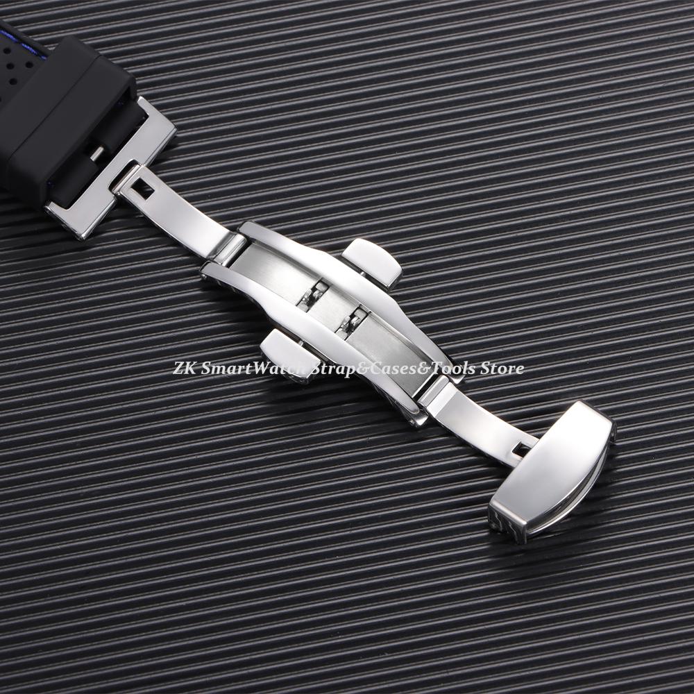 20mm 22mm Silicone Watch Band Butterfly Buckle Waterproof Soft Rubber Strap for Men Women Replacement Breathable Watch Bracelet