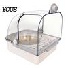 Bird Cage Accessory Feeder with Bowl, Transparent Parrot Bathtub Food Container, Anti-splash No Mess Shower Box for Parakeet Cockatiels Lovebirds