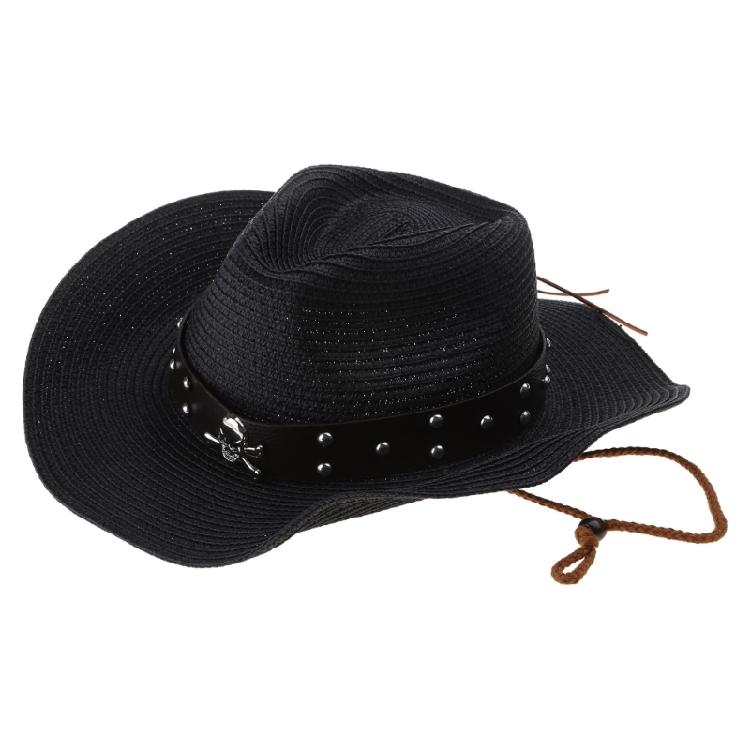 Уникальный Стиль Металлические Черепа Декоры Шляпа Ковбойская Шляпа Западная Ковбойская Шляпа Унисекс чёрный