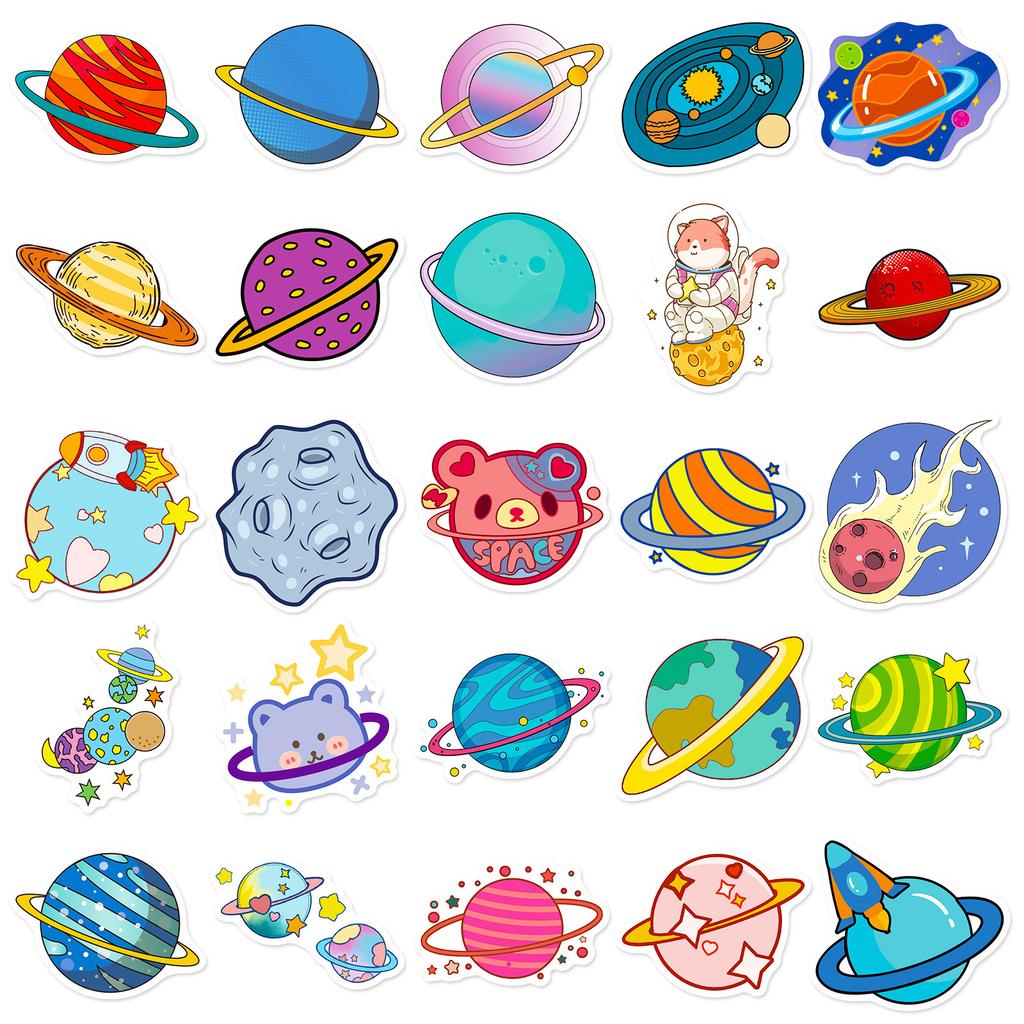 50 Space Planet Graffiti Stickers, Planet Meteorite Combination Astronaut Astronaut Stickers