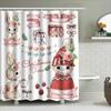 Watercolor Christmas Shower Curtain Set Rabbit Cat Winter Festive Decor For Bathroom Merry Xmas Home Decor Red White Heart Gift