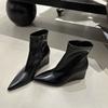 Fashion SUOJIALUN 2025 New Brand Women Short Boots Fashion High Wedge Heel Ladies Elegant Ankle Boots Shoes Outdoor Dress Chelsea Pumps