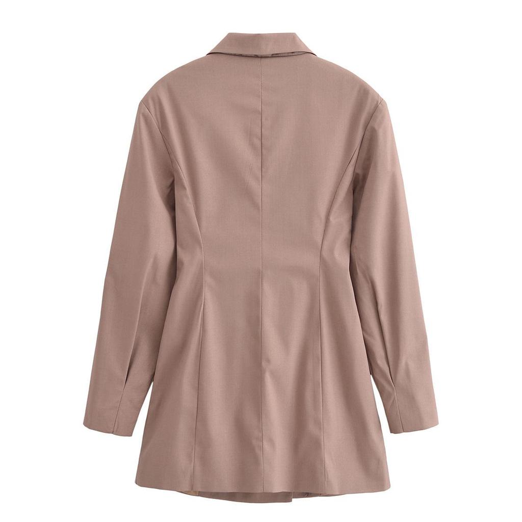 2025 Spring Women's European & American Double-Breasted Lapel Suit Dress