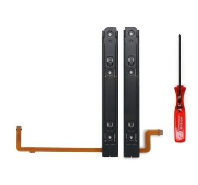 EC Support Compatible Switch OLED Model Metal Slider Rails and Replacement Repair Part with Screwdriver Joy-Con (Left Right) Y-Shaped
