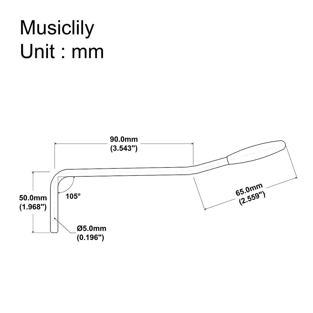 Musiclily Ultra 5mm Stainless Steel Push-In Tremolo Arm for Korean Wilkinson Guitar Tremolo Bridges, Original White Cap