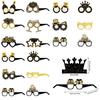 New Year Festive Paper Glasses And Hat Photo Accessories For Holiday Party Setup